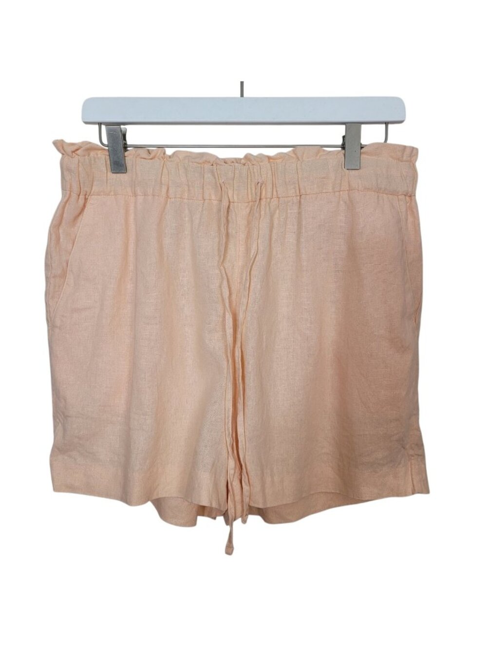 Banana Republic Peach Linen Blend Shorts Tie Elastic Waist Casual Preppy Sz Med